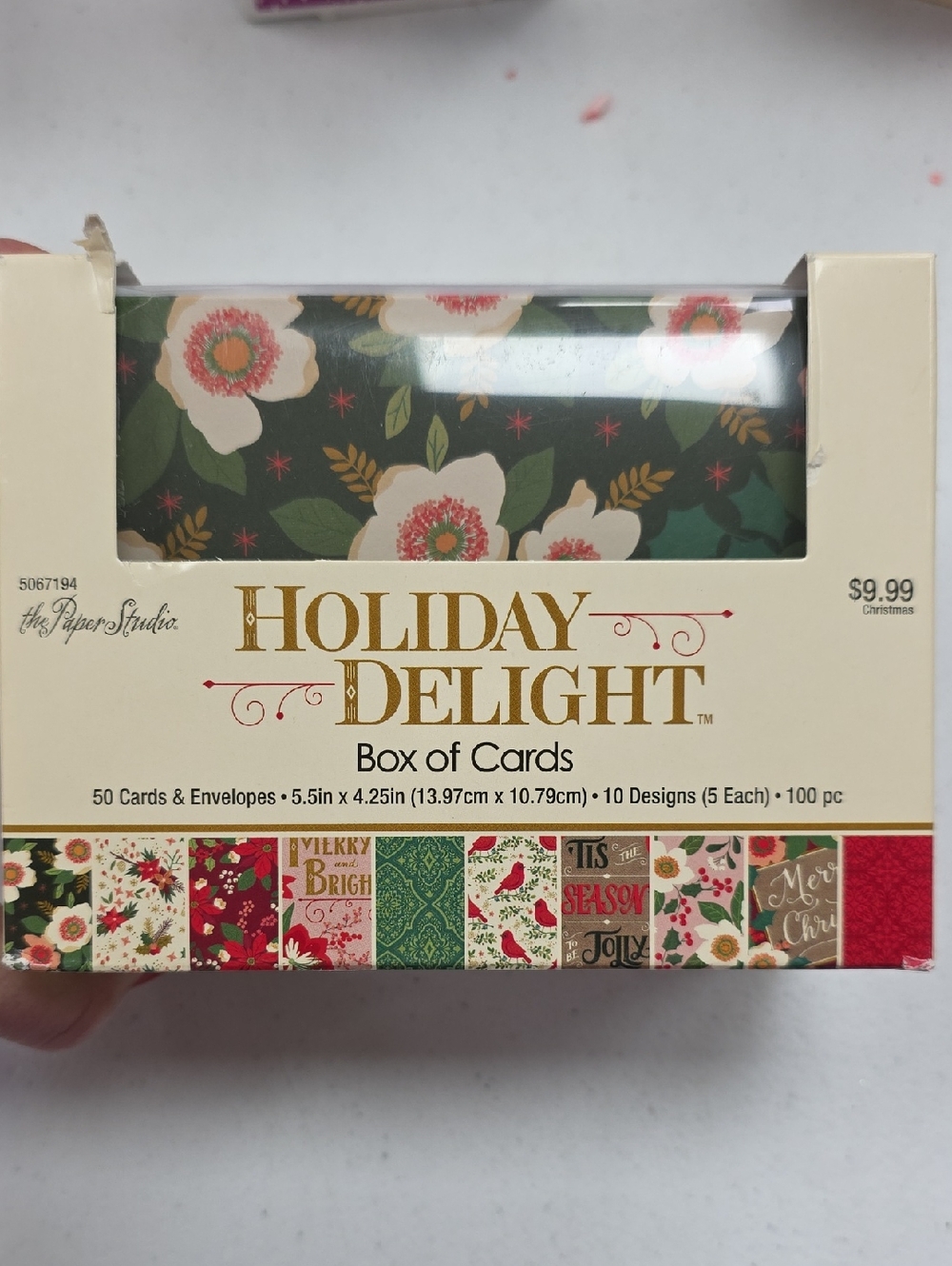 Holiday Delight Box of Cards - Floral Green Design by The Paper Studio